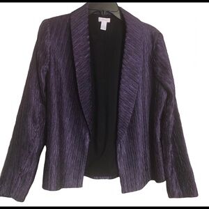 Chico’s Eggplant Purple Crinkle Fabric Blazer Jacket size 1 (8)